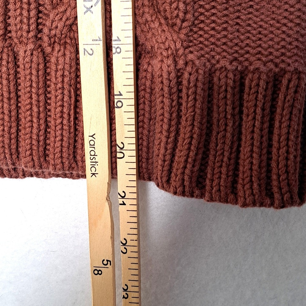 LL Bean Cable Knit Sweater Womens XS Petite Terracotta Cotton Crewneck Pullover - Picture 15 of 15